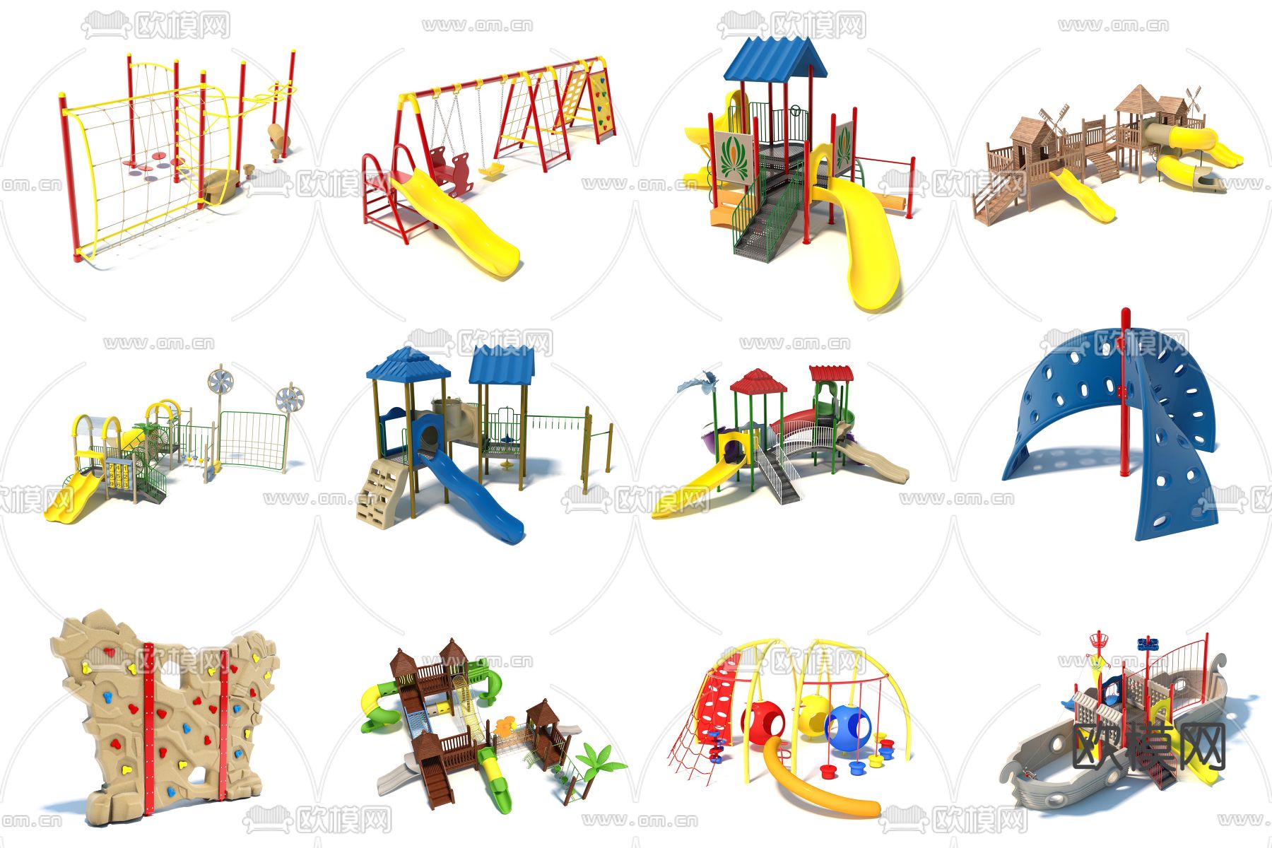 现代儿童滑梯游乐设施3d模型下载