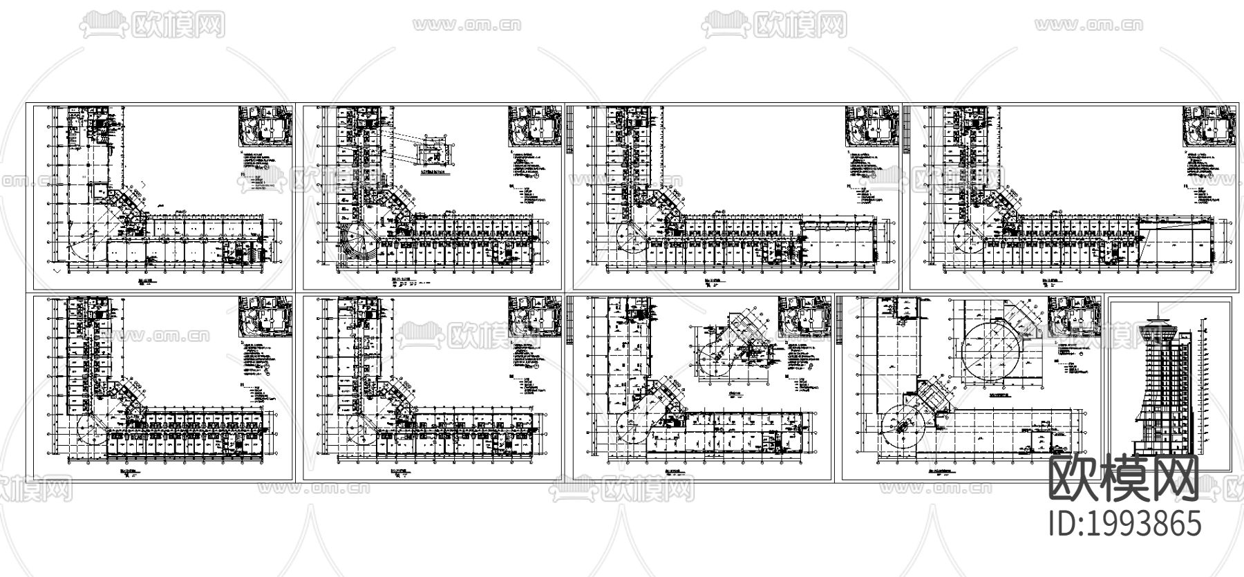四星级酒店cad平面图下载（渲染图2）