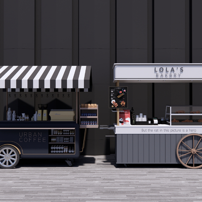  北欧外卖车su模型 