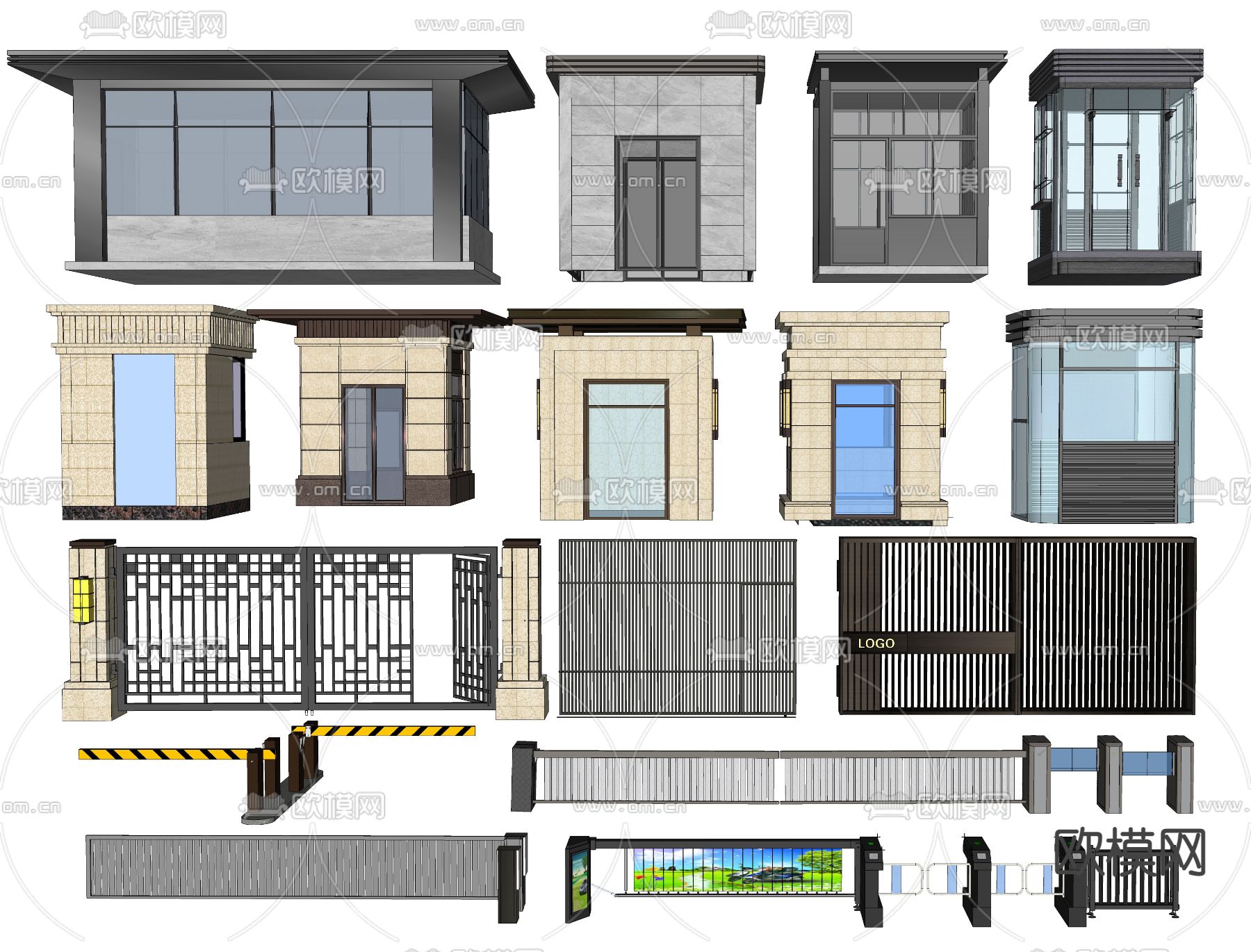 现代成品岗亭su模型下载