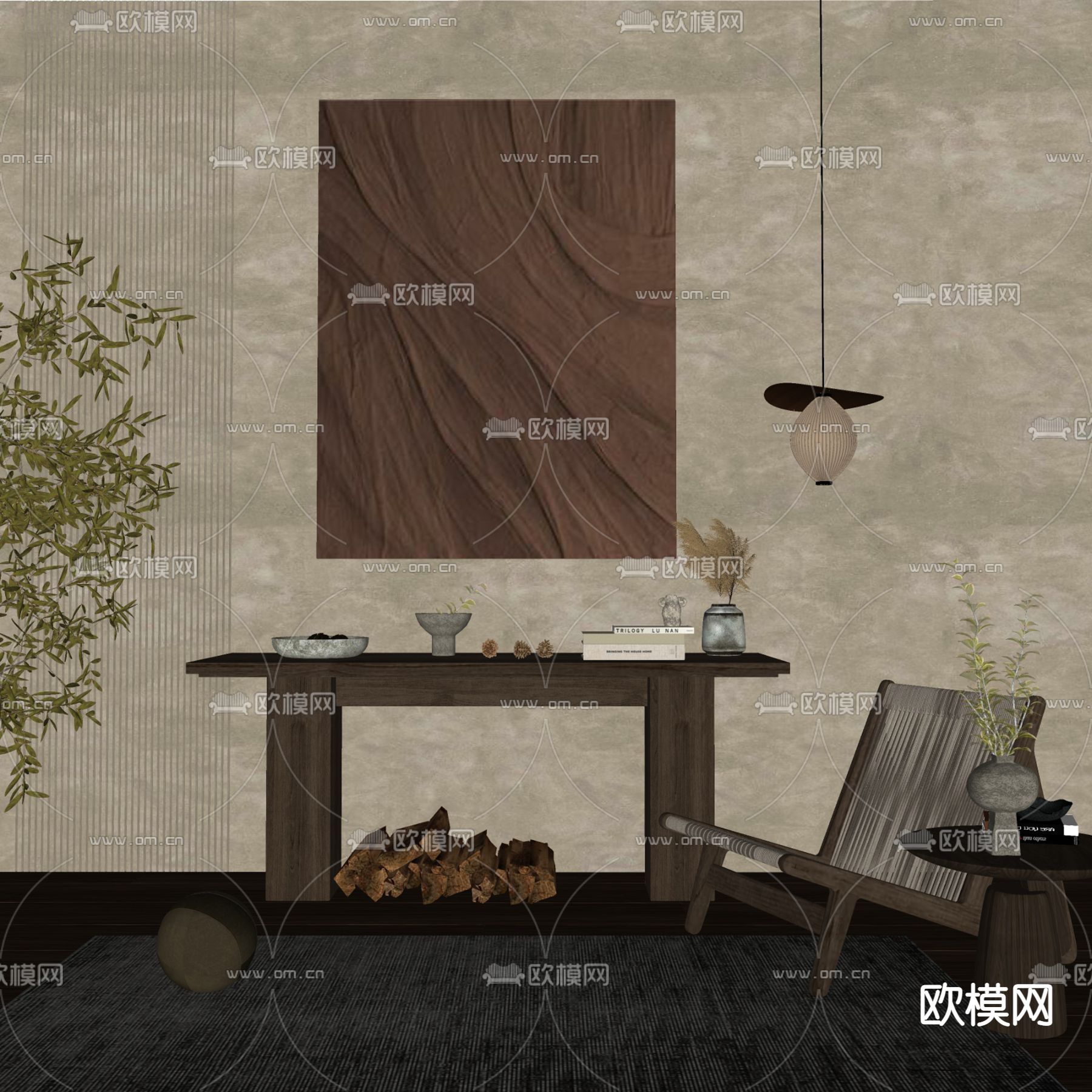 侘寂风饰品摆件su模型下载（渲染图2）