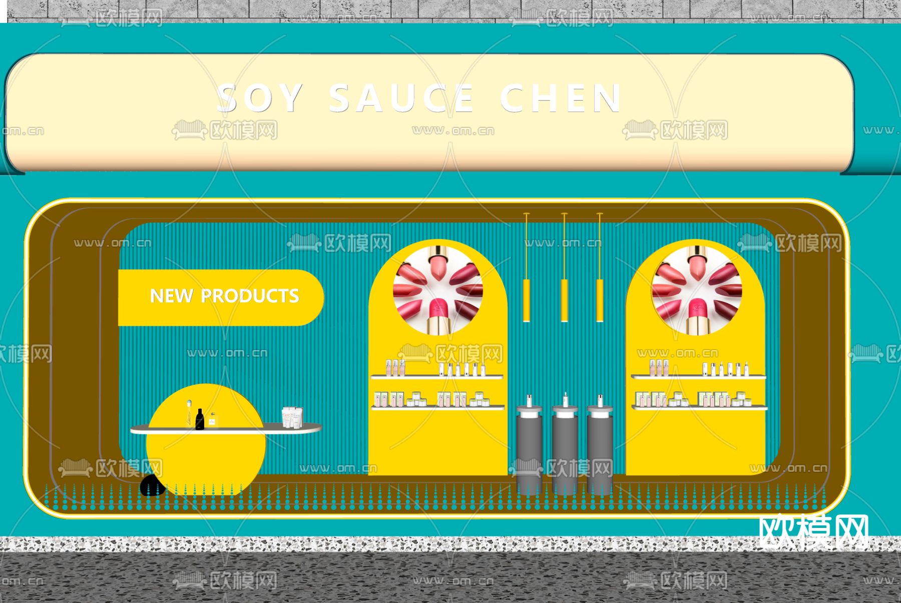 现代化妆品店橱窗su模型下载（渲染图2）