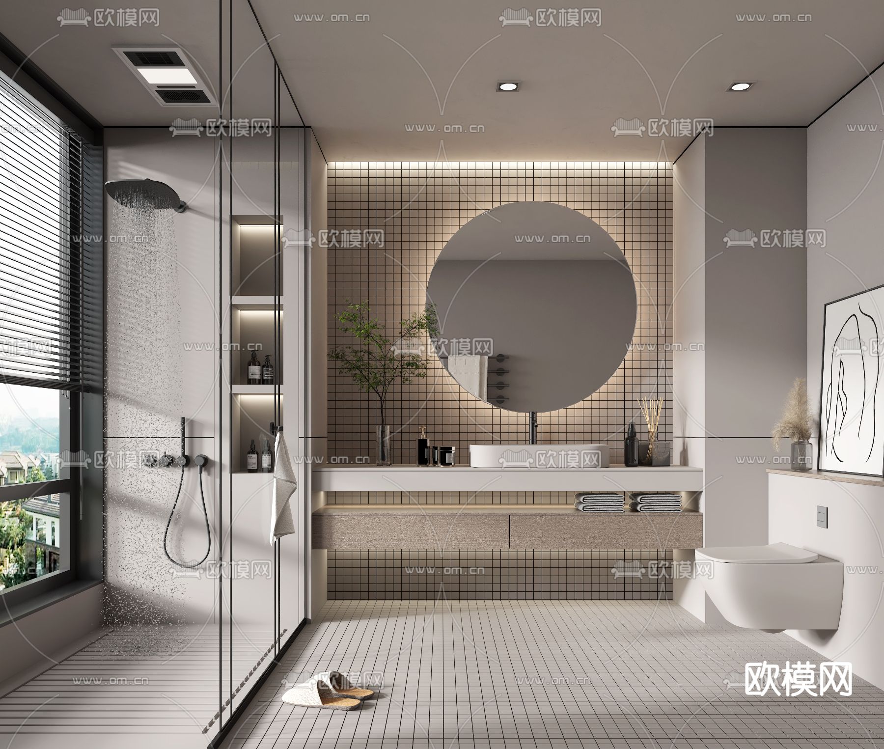 现代卫生间浴室3d模型下载_ID11836259_3dmax免费模型-欧模网