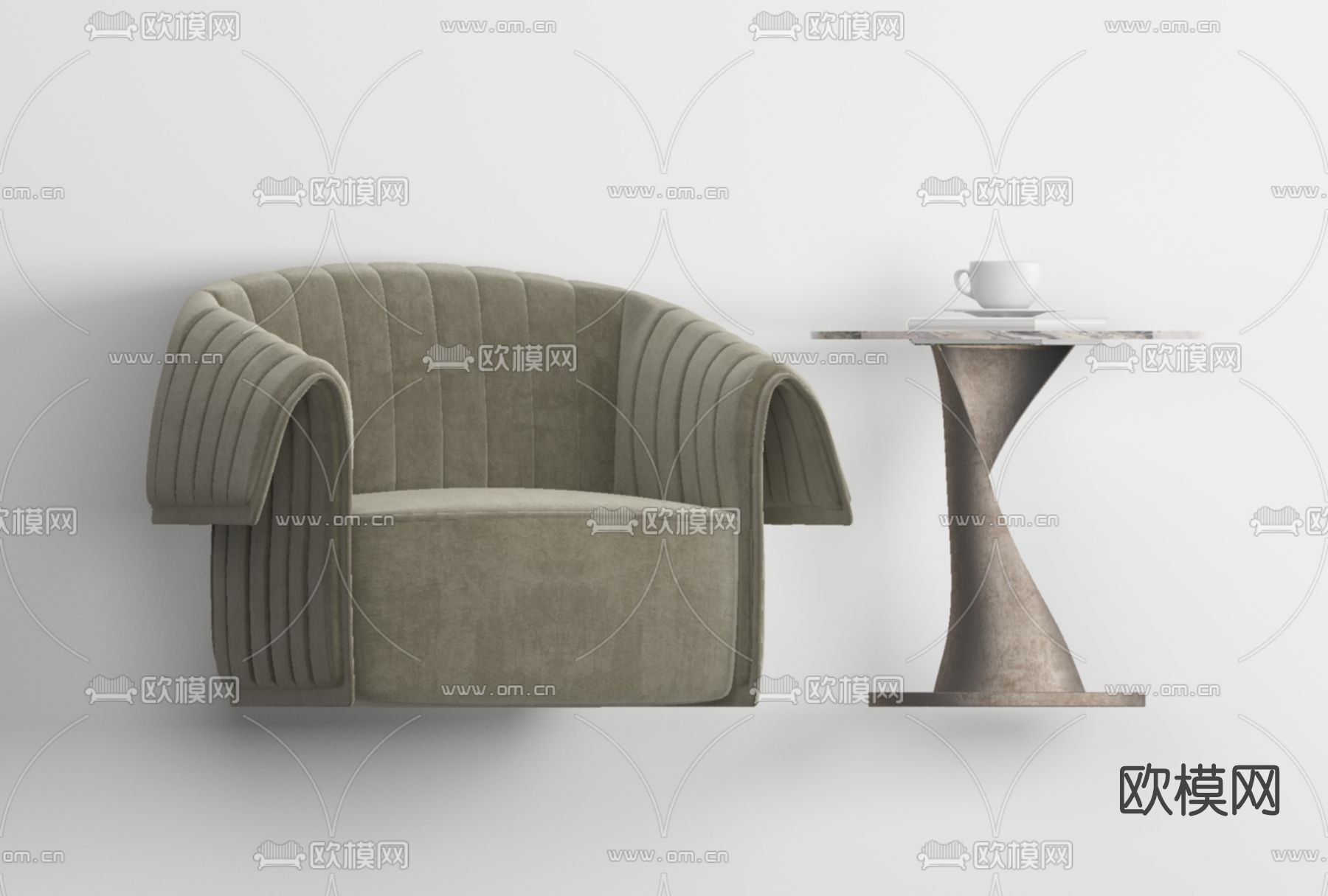 现代布艺单人沙发免费3d模型下载