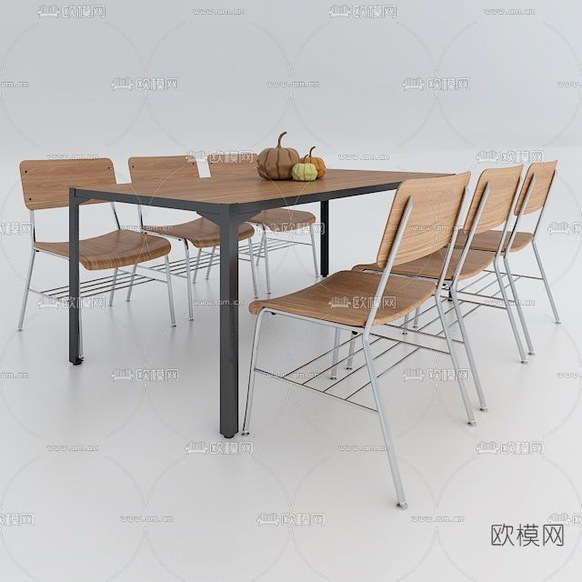 现代餐桌椅免费3d模型下载