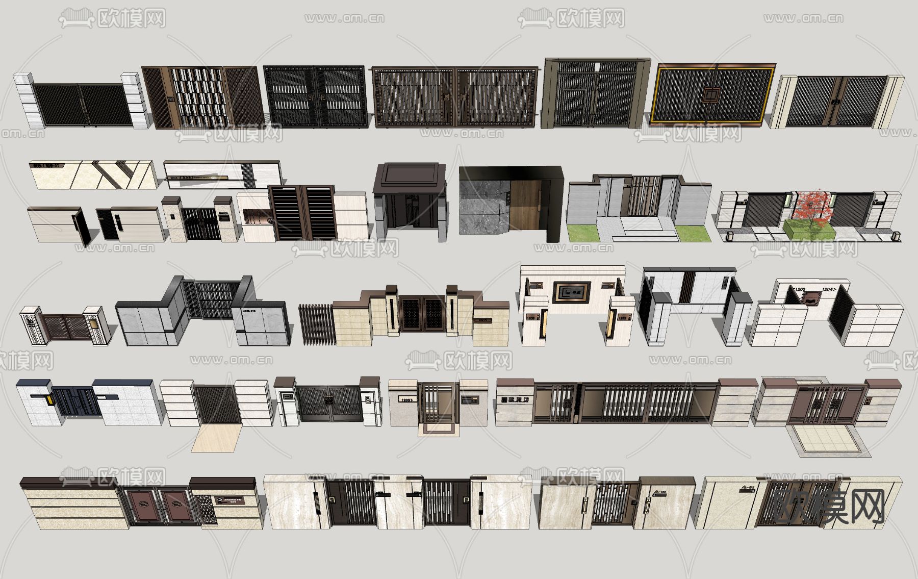 现代住宅入户门su模型