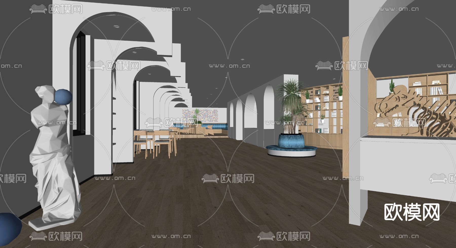 侘寂风图书馆su模型下载（渲染图2）