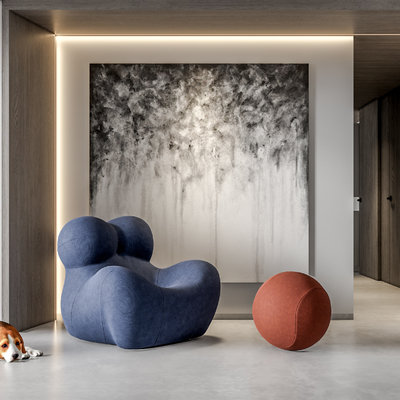 现代布艺懒人沙发su模型