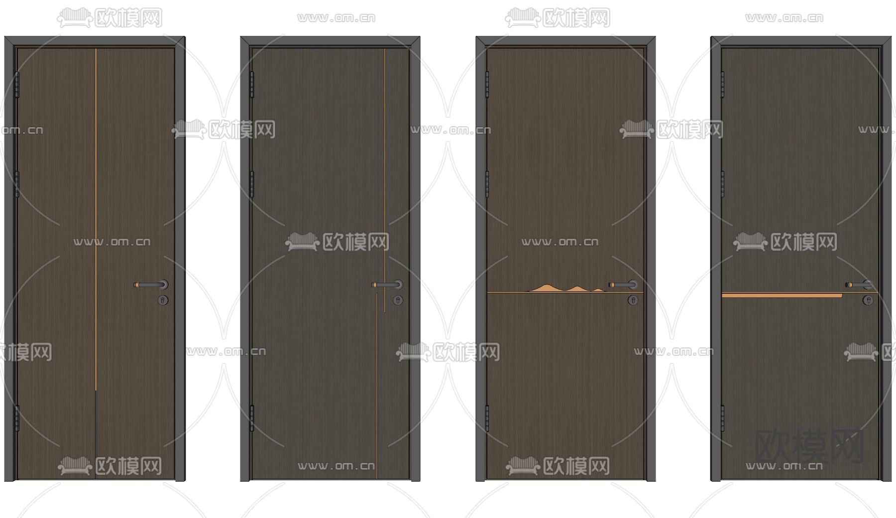 现代房门单开门su模型下载（渲染图2）