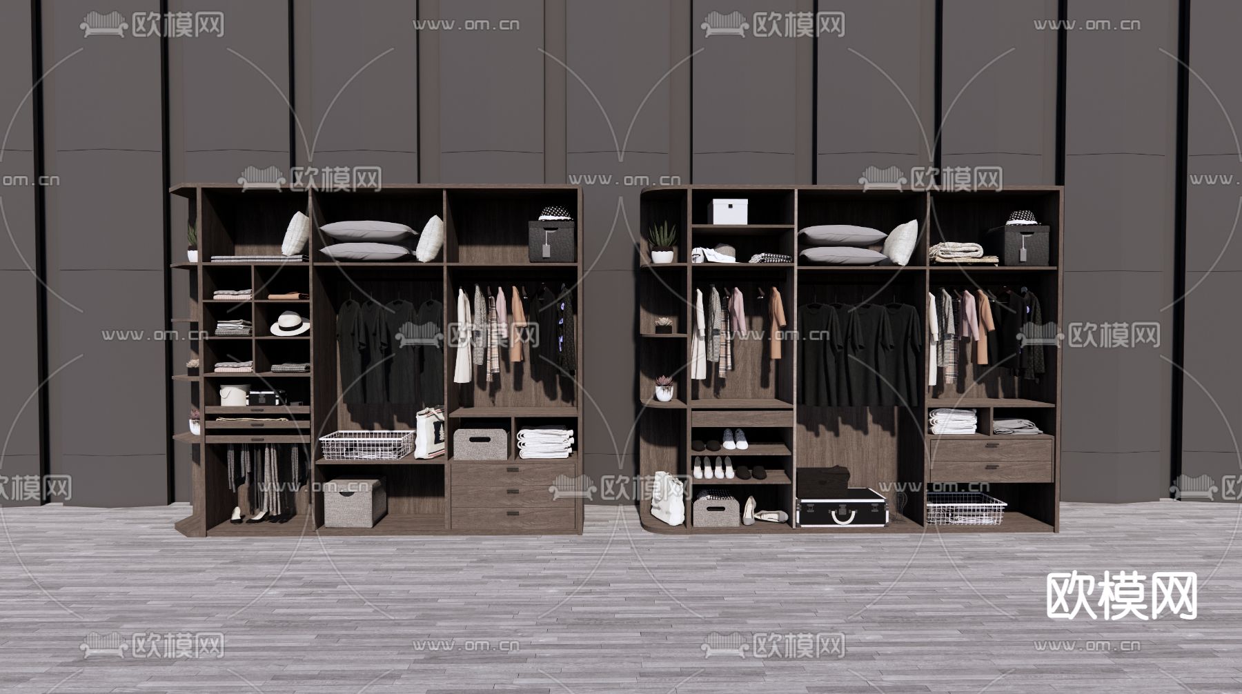 北欧实木衣柜su模型下载（渲染图1）