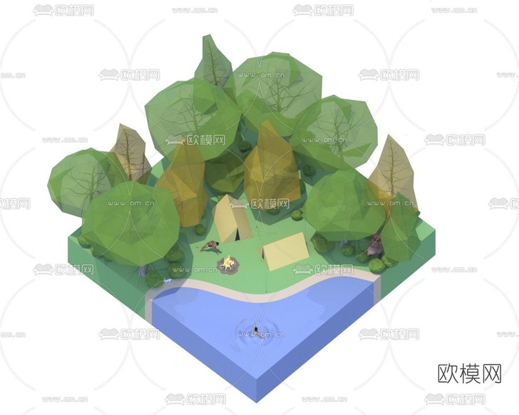 现代树林鸟瞰免费3d模型下载