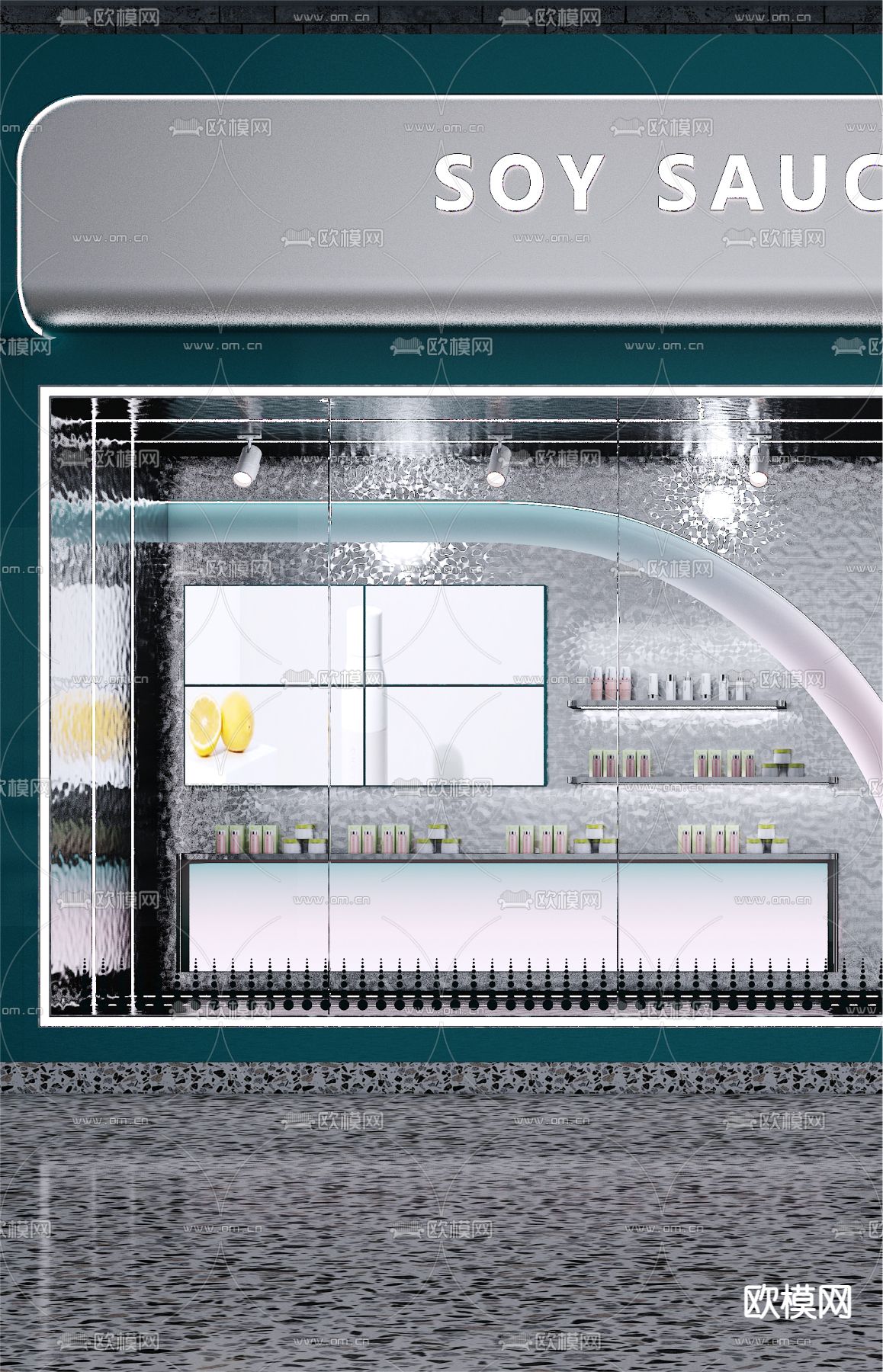 现代化妆品橱窗3d模型下载（渲染图2）