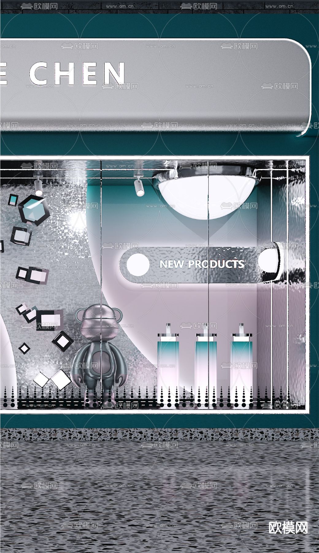 现代化妆品橱窗3d模型下载（渲染图3）