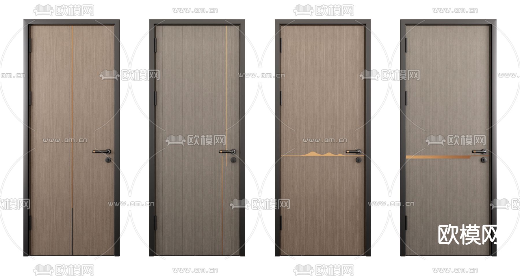 现代房门单开门su模型下载（渲染图1）