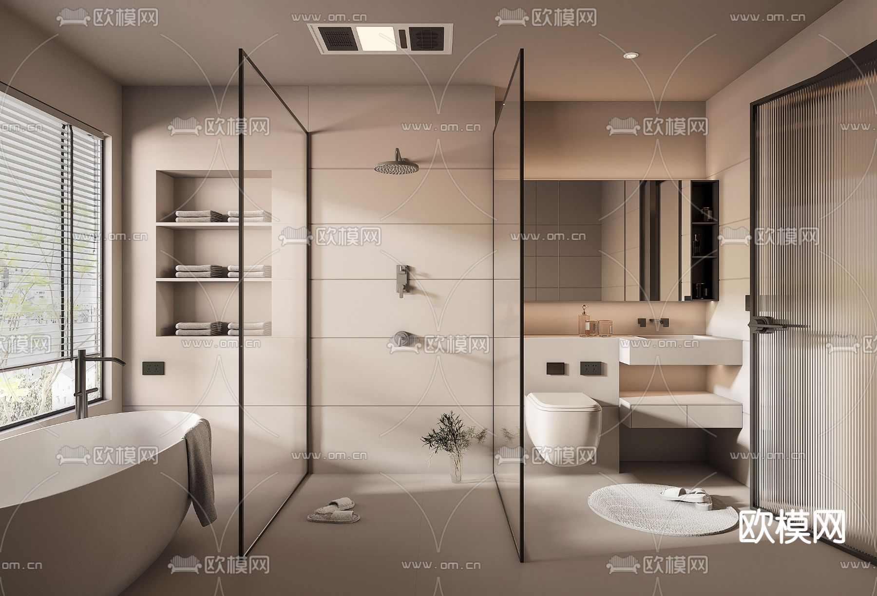 侘寂卫生间浴室3d模型下载