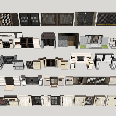  现代住宅入户门su模型 