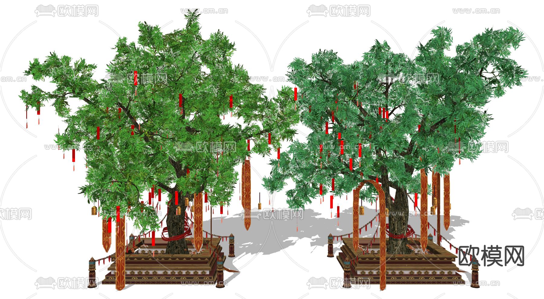 现代许愿树景观树su模型