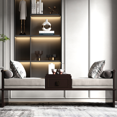  新中式沙发凳脚踏su模型 