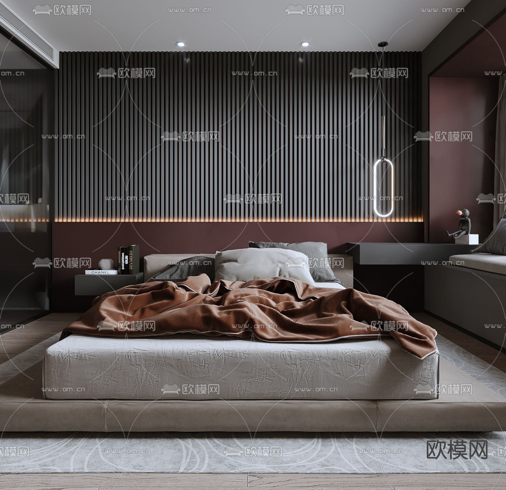 暗黑风卧室免费3d模型下载（渲染图2）