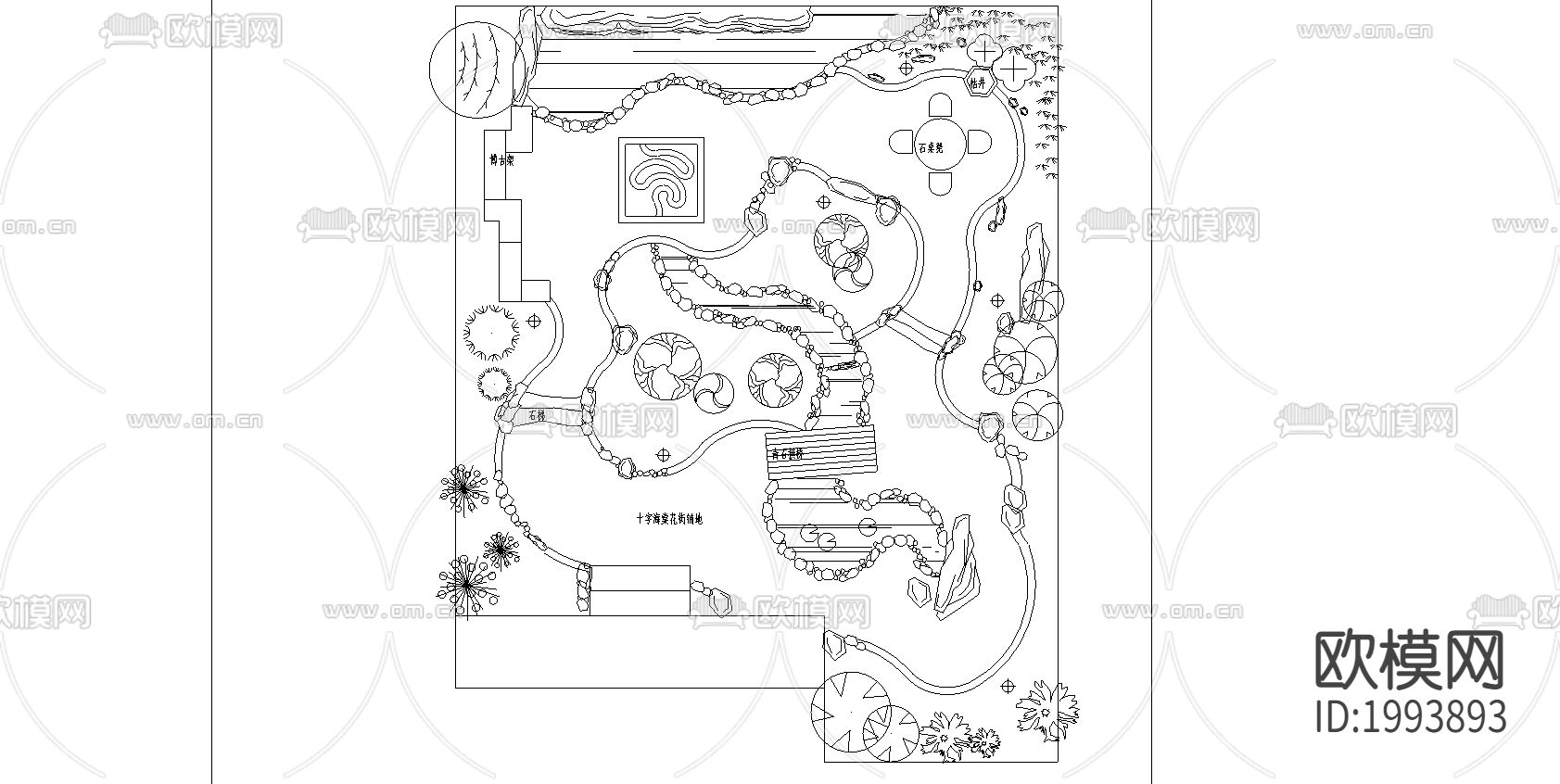 私家庭园cad平面图下载（渲染图2）