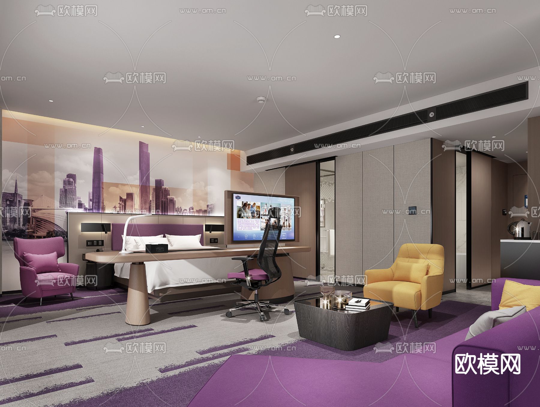 现代酒店商务套房3d模型