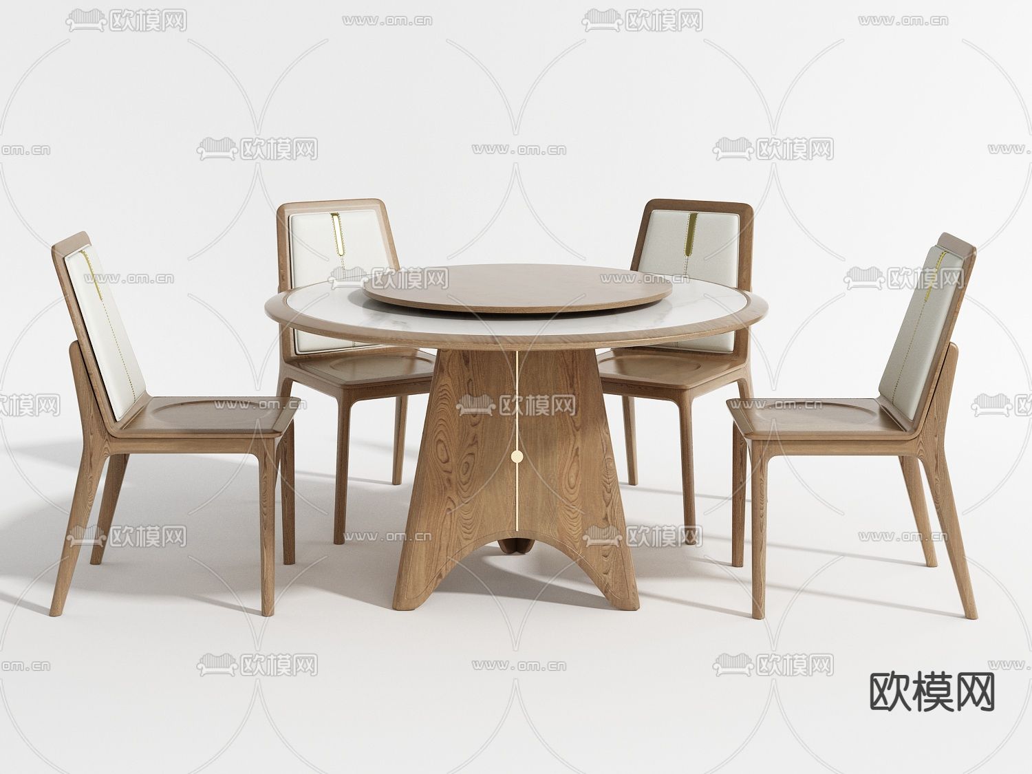 北欧实木餐桌椅免费3d模型下载