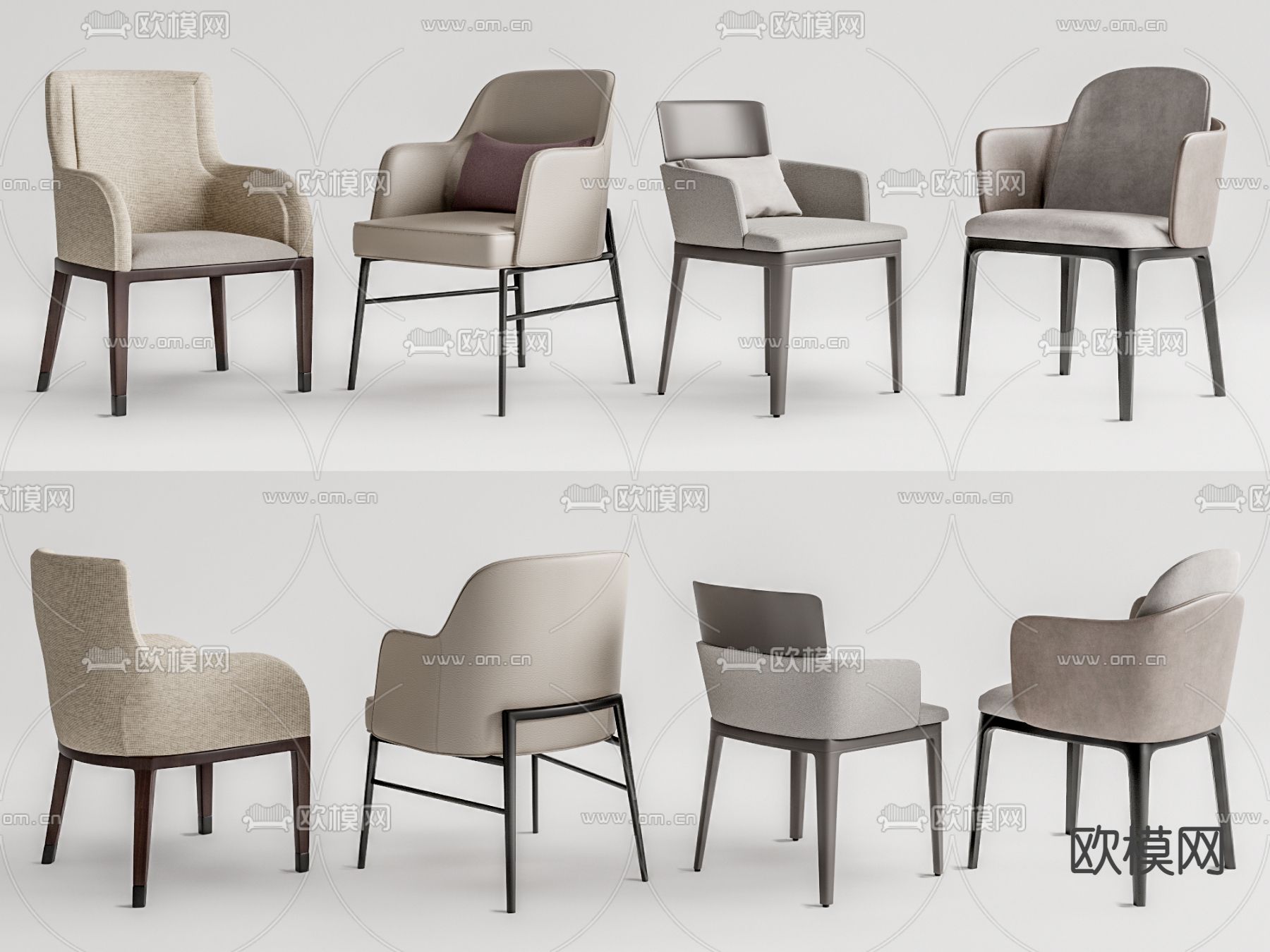 现代休闲椅餐椅su模型下载（渲染图1）
