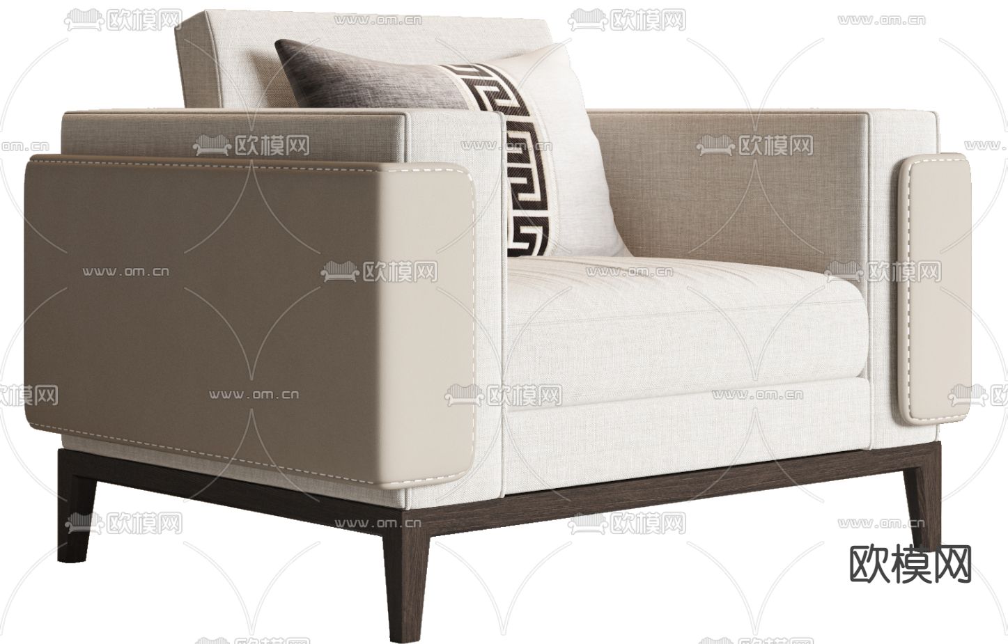 新中式布艺单人沙发3d模型
