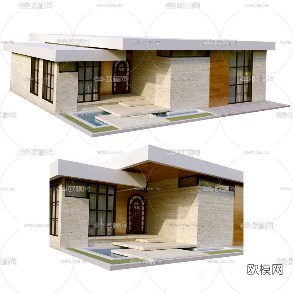 现代独栋别墅外观免费3d模型下载