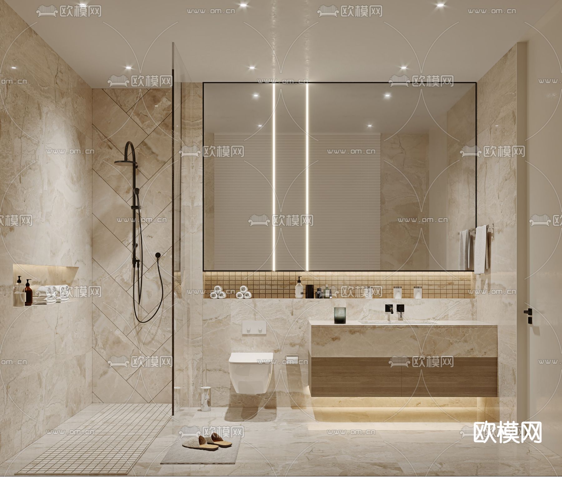 现代卫生间su模型下载（渲染图1）