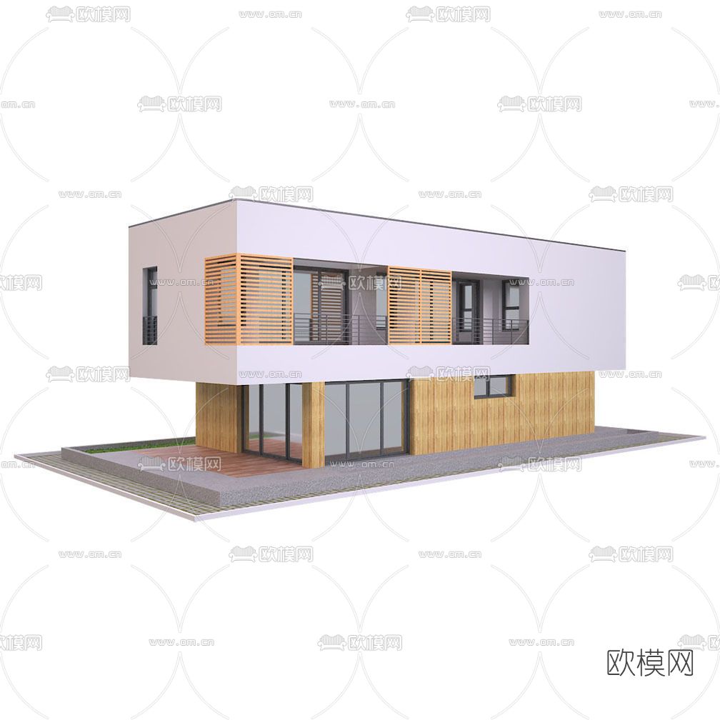 现代独栋别墅外观免费3d模型下载