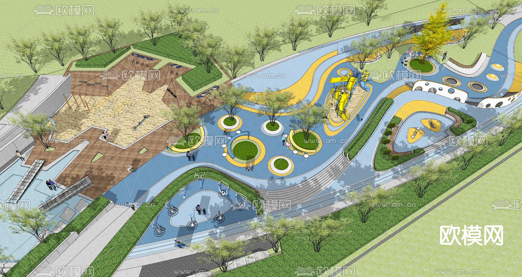 现代儿童游乐区su模型