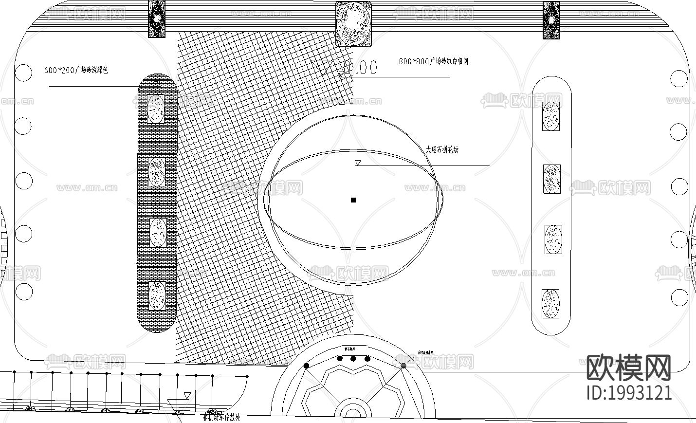 中学广场绿化cad平面图下载（渲染图1）
