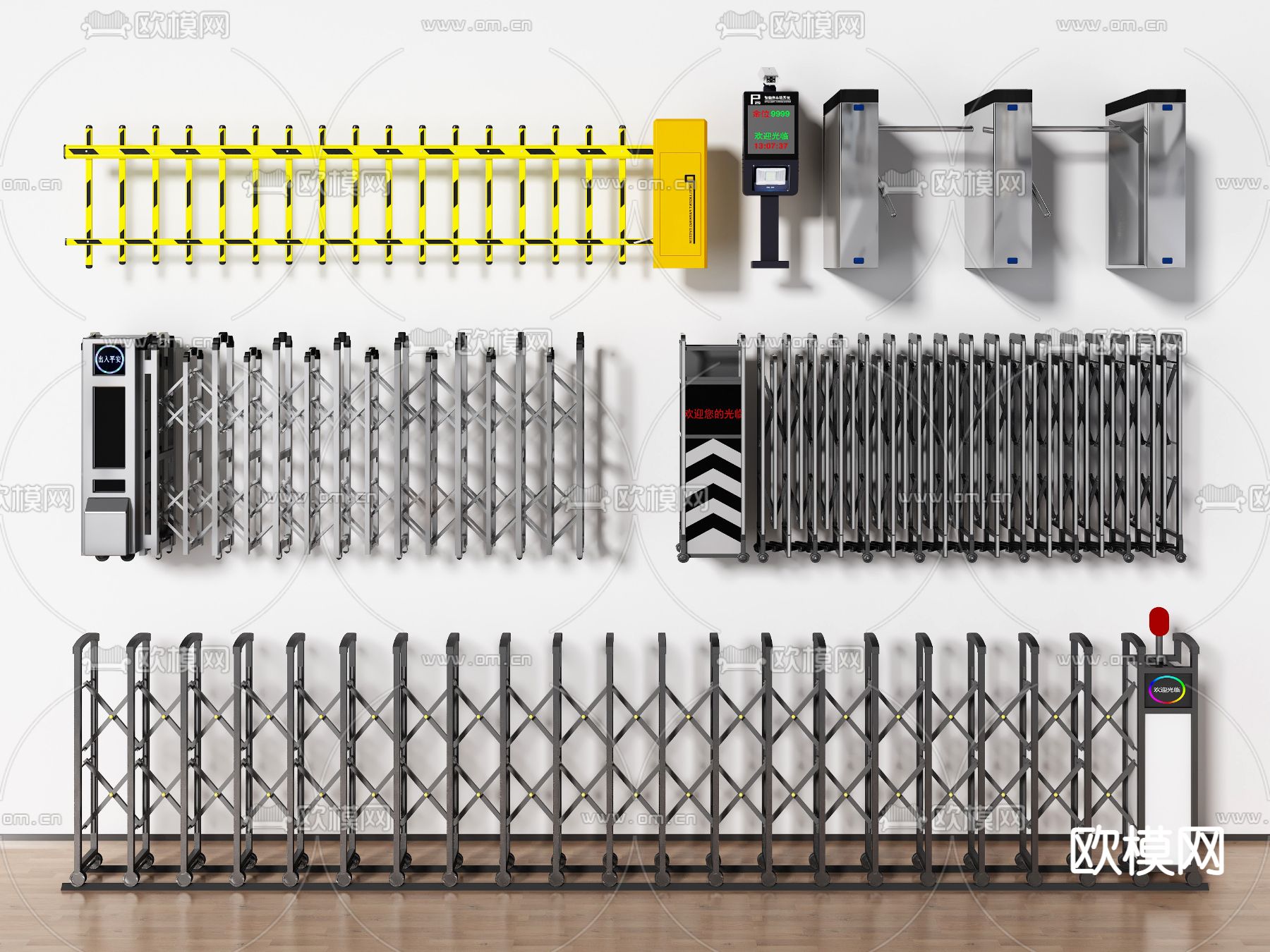 现代电动门伸缩门3d模型下载