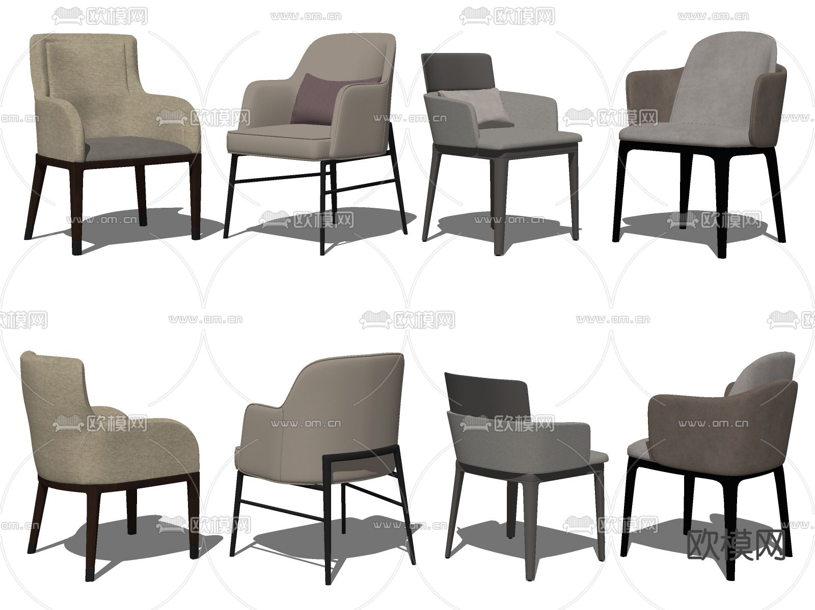 现代休闲椅餐椅su模型下载（渲染图2）