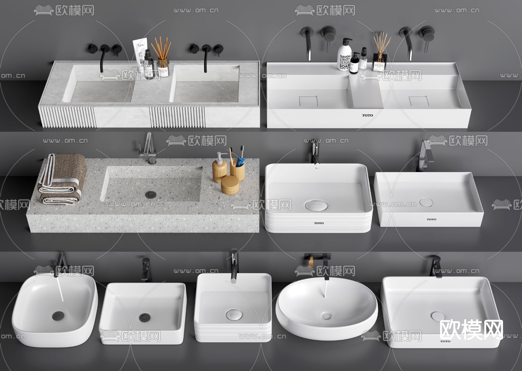 现代洗手台su模型下载（渲染图1）