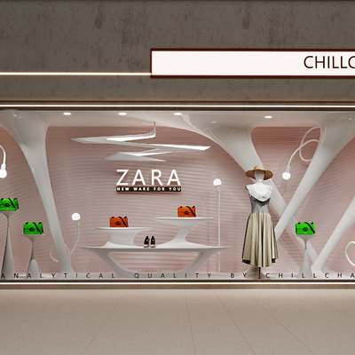  现代女装橱窗su模型 