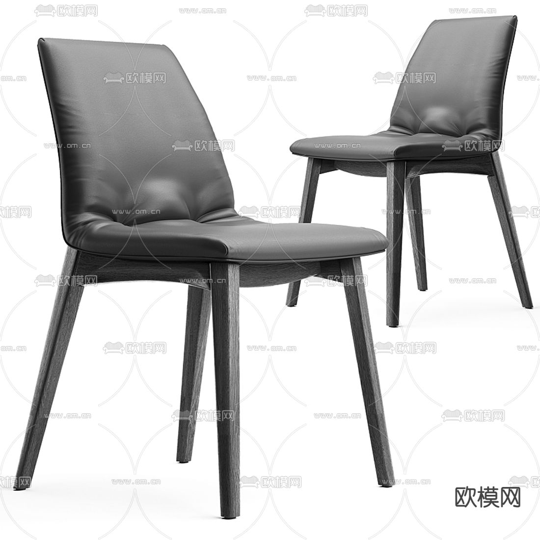 Bonaldo 现代皮革单椅餐椅3d模型下载（渲染图1）