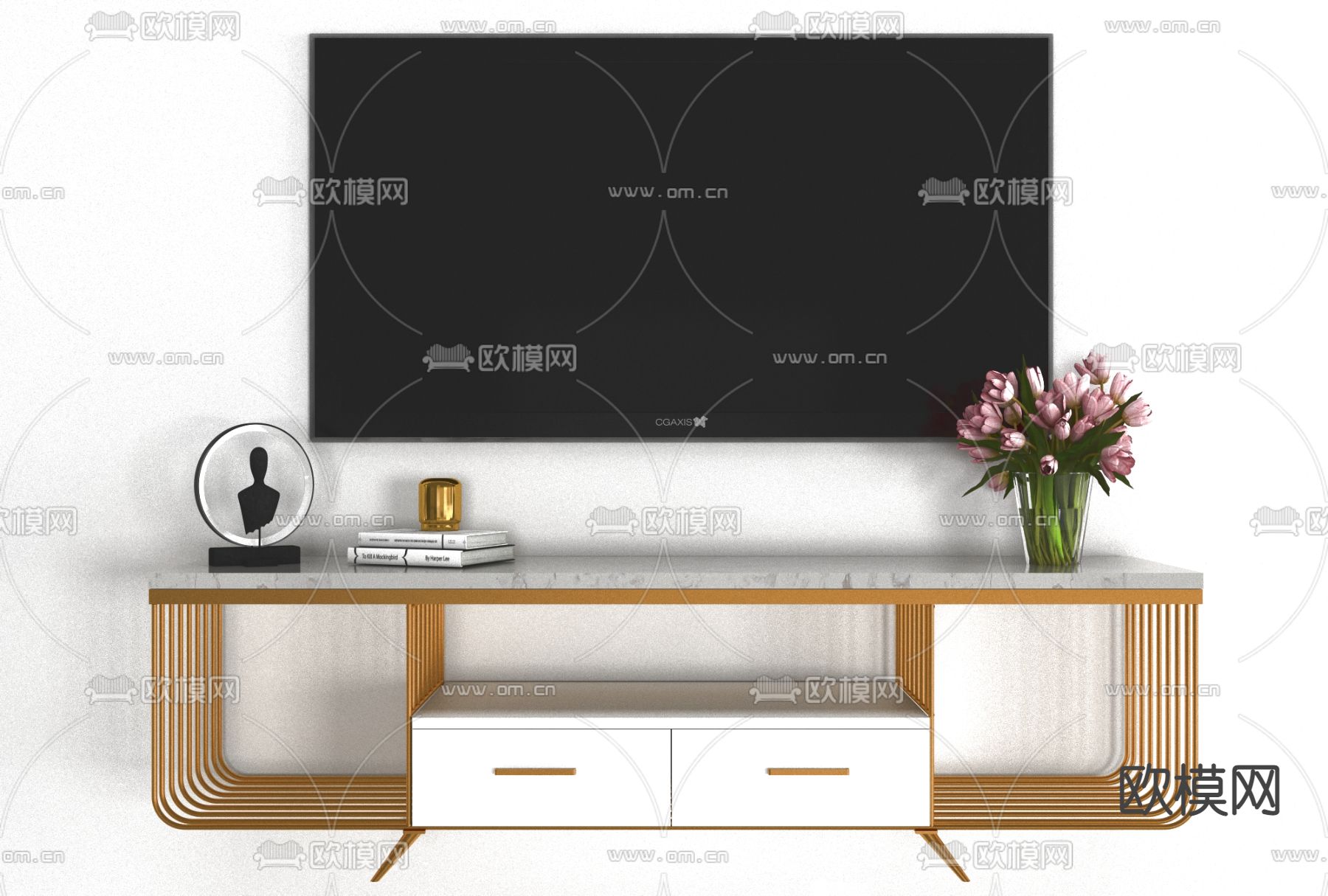 现代极简电视柜免费3d模型下载
