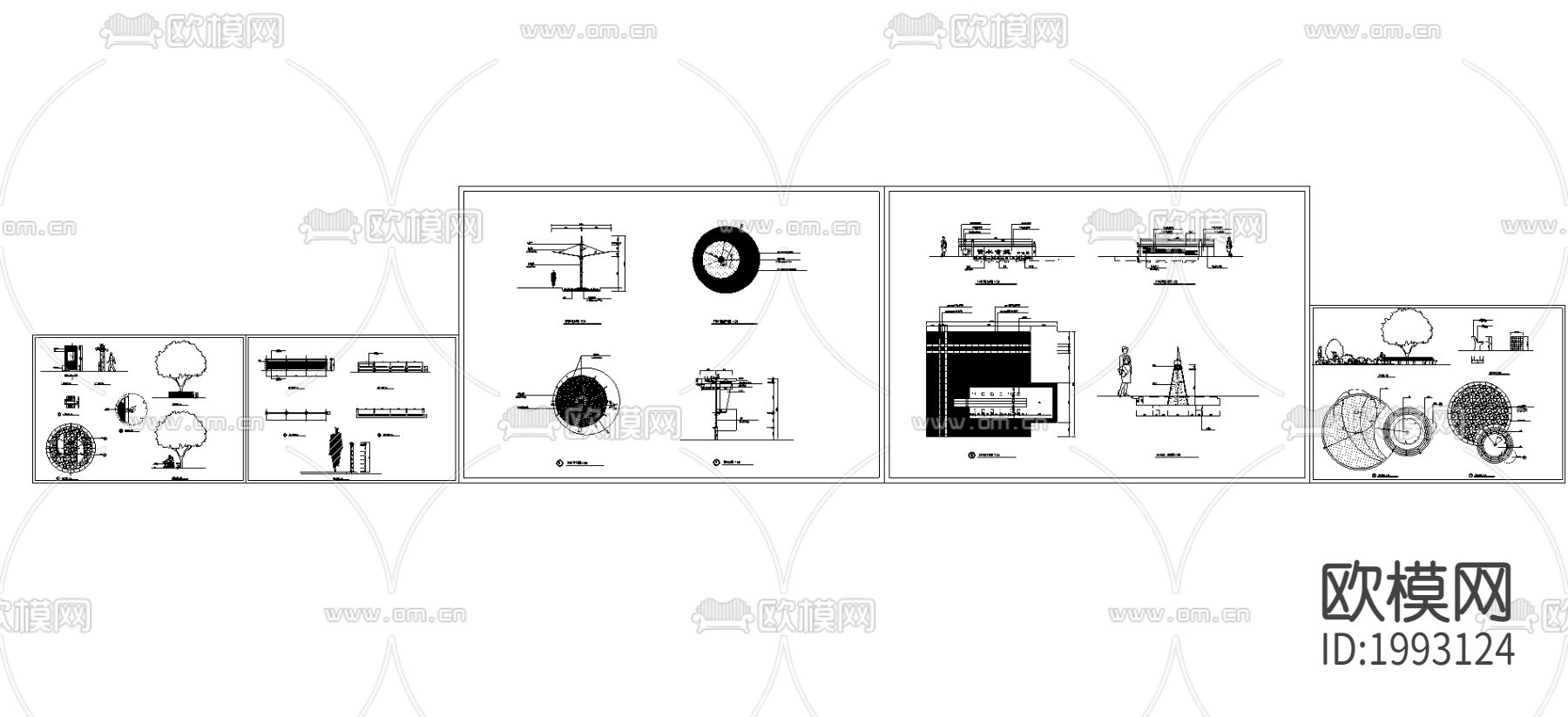 园艺小品cad平面图下载（渲染图4）