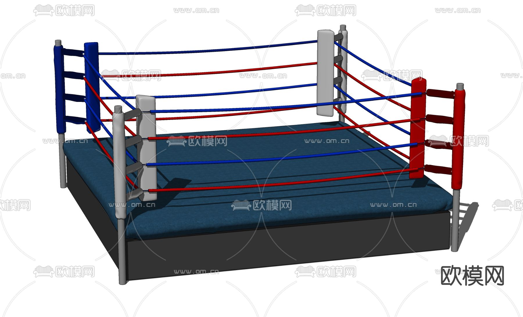 现代拳击比赛擂台su模型下载