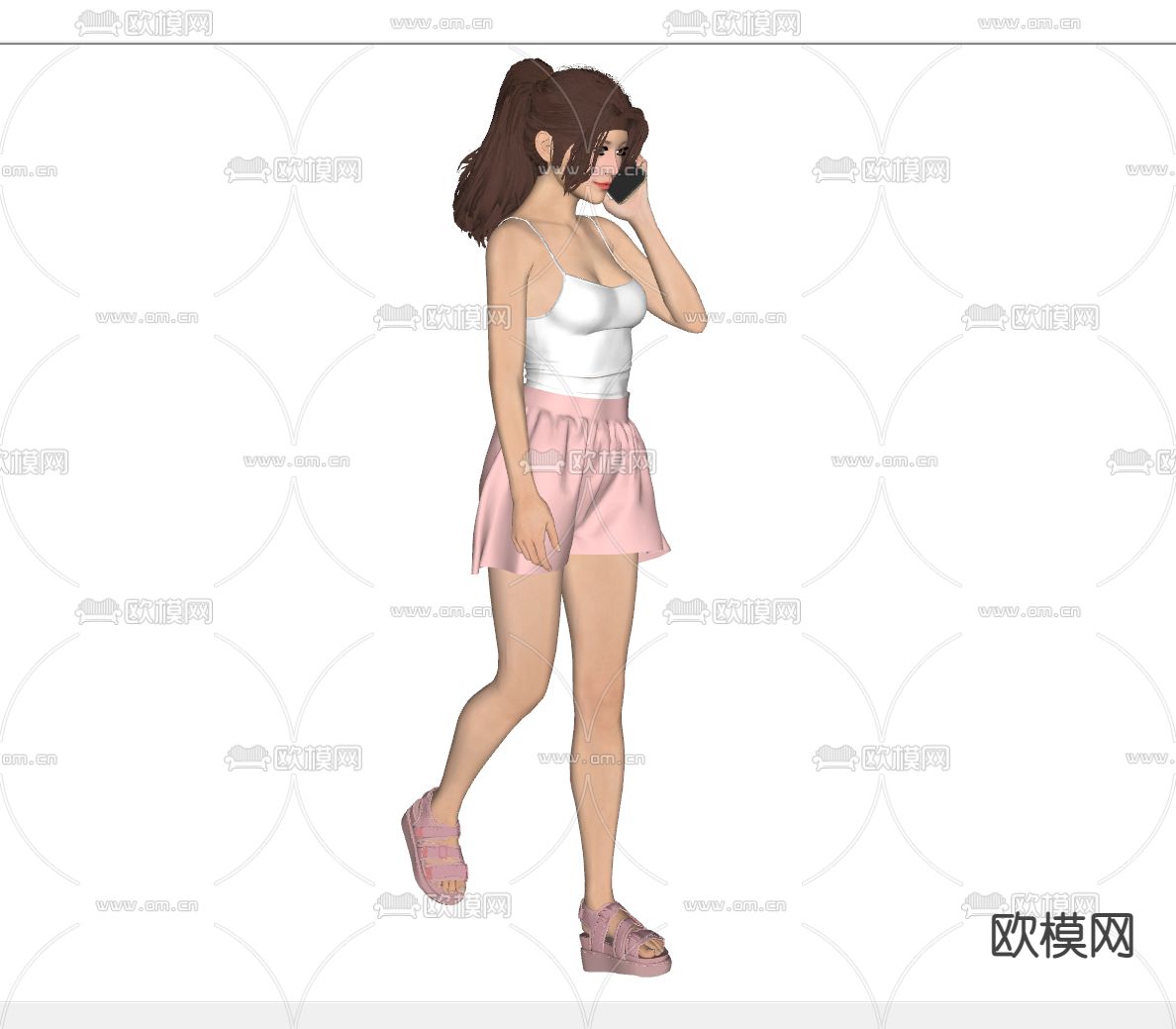 现代美女人物su模型下载（渲染图2）