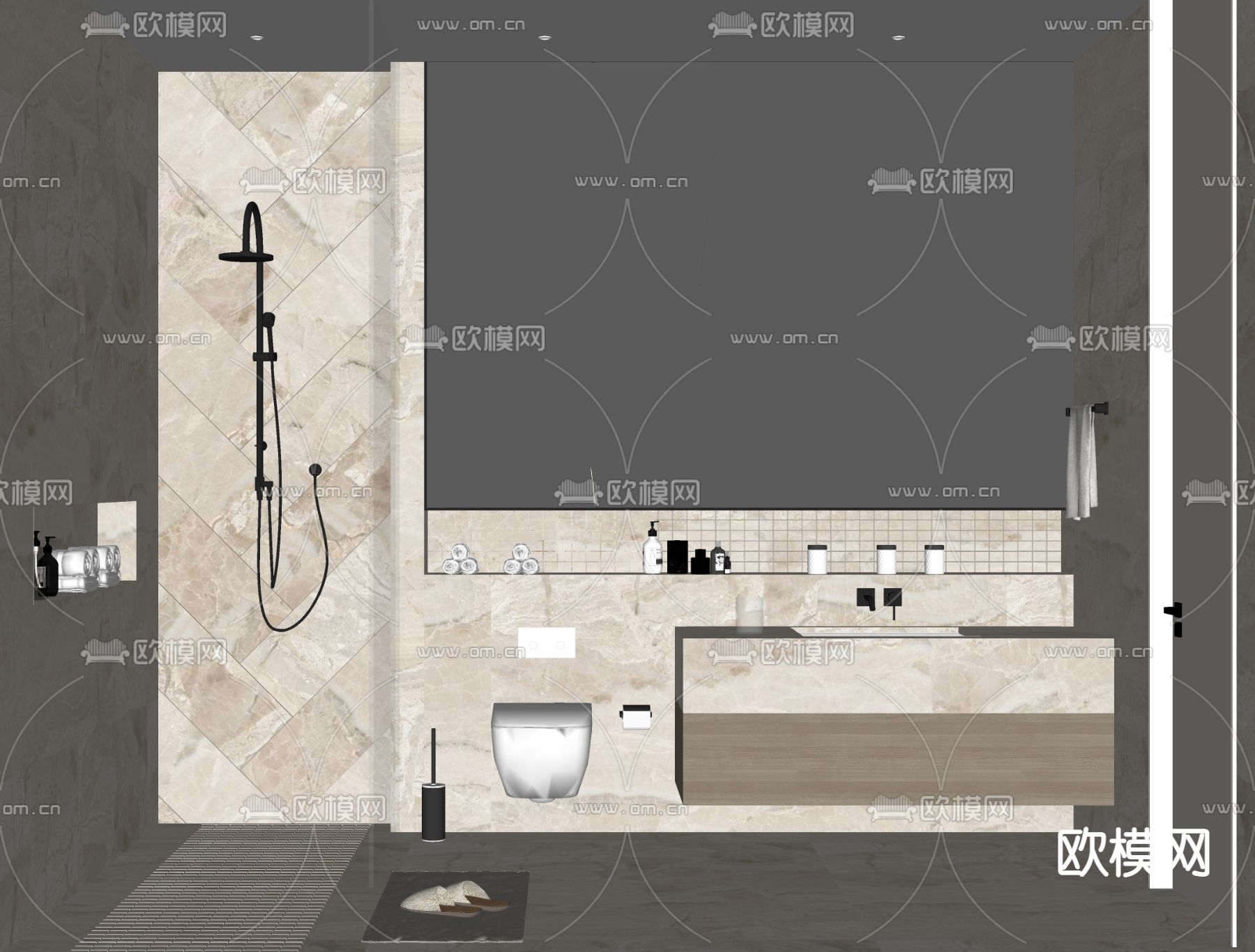 现代卫生间su模型下载（渲染图2）