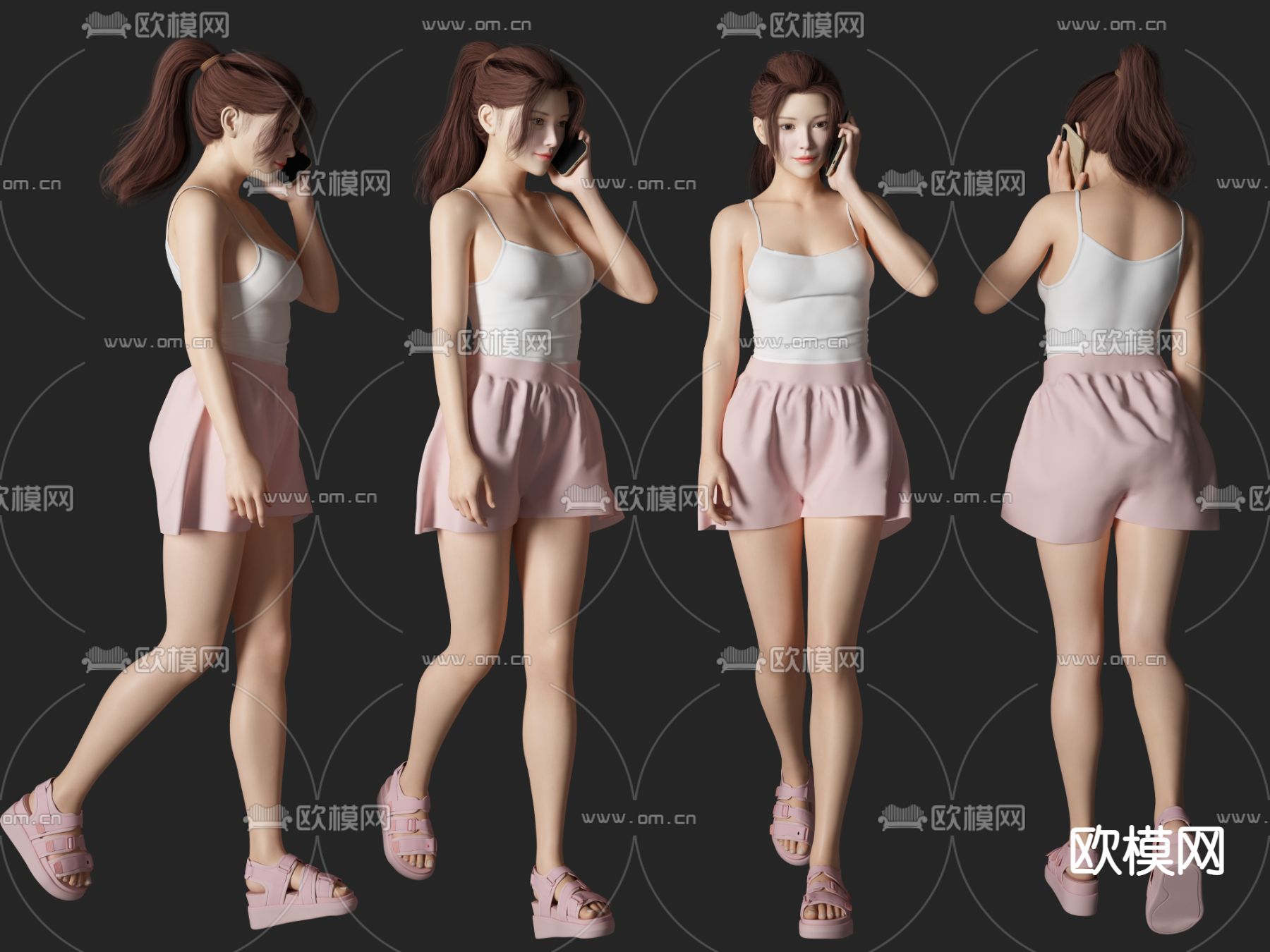 现代美女人物su模型下载（渲染图1）