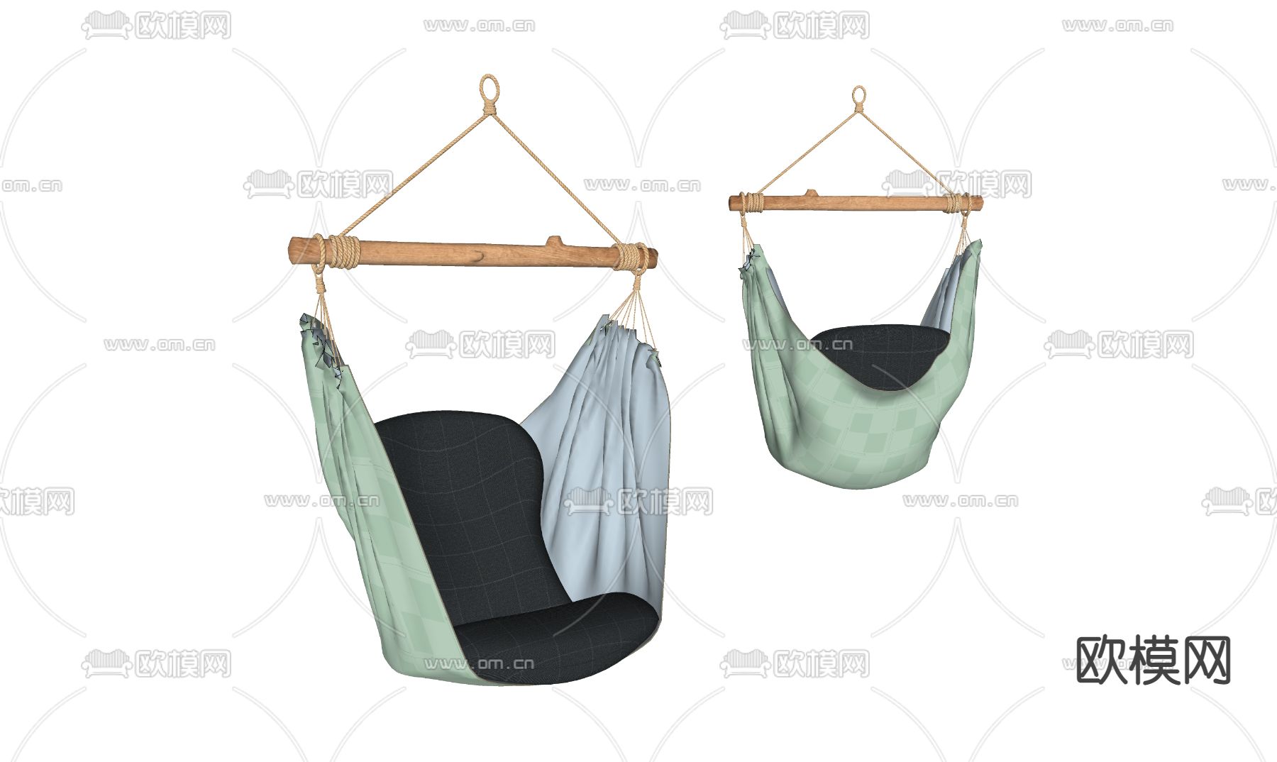 现代秋千吊椅su模型下载（渲染图2）