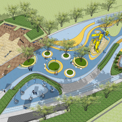 现代儿童游乐区su模型