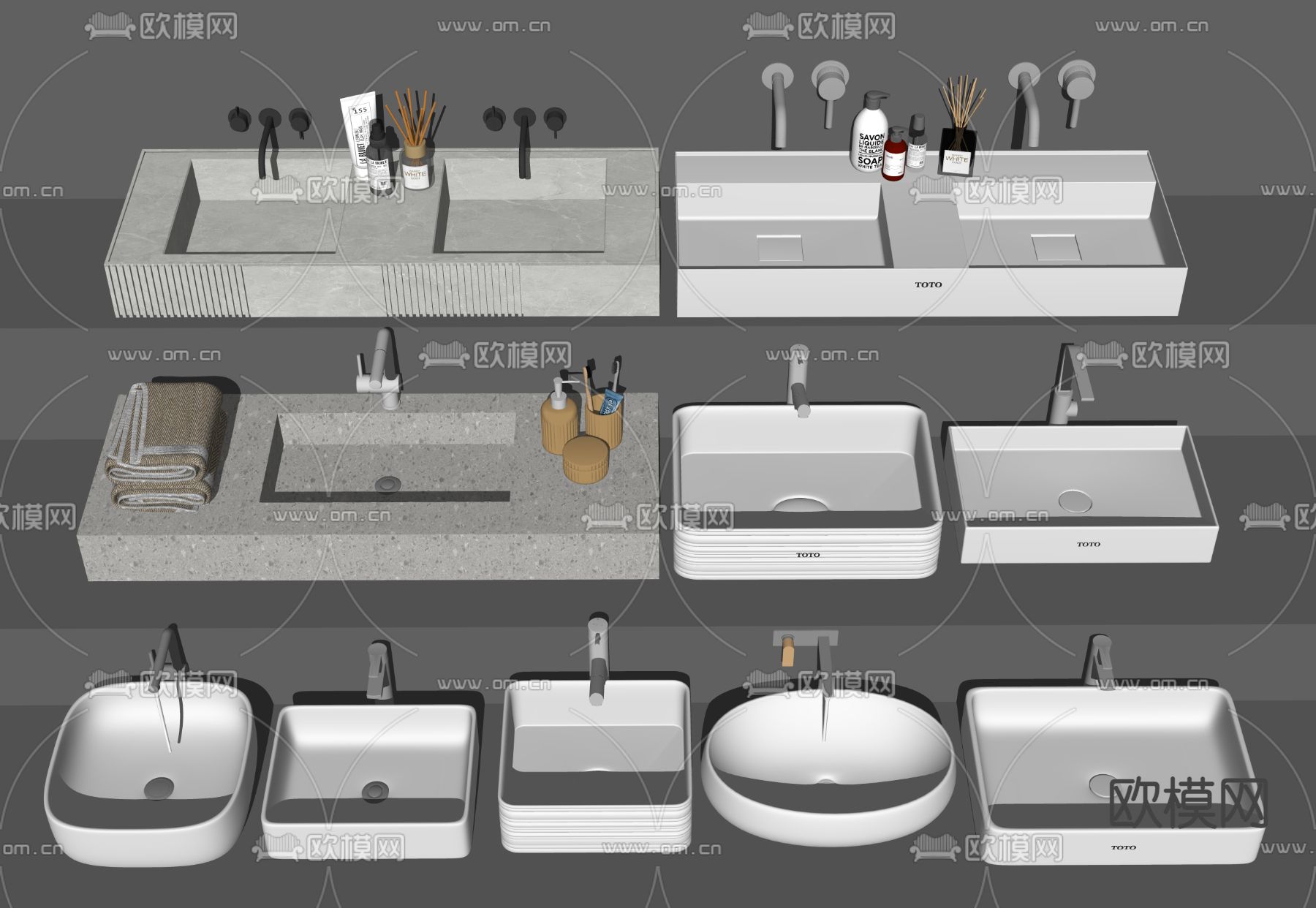 现代洗手台su模型下载（渲染图2）