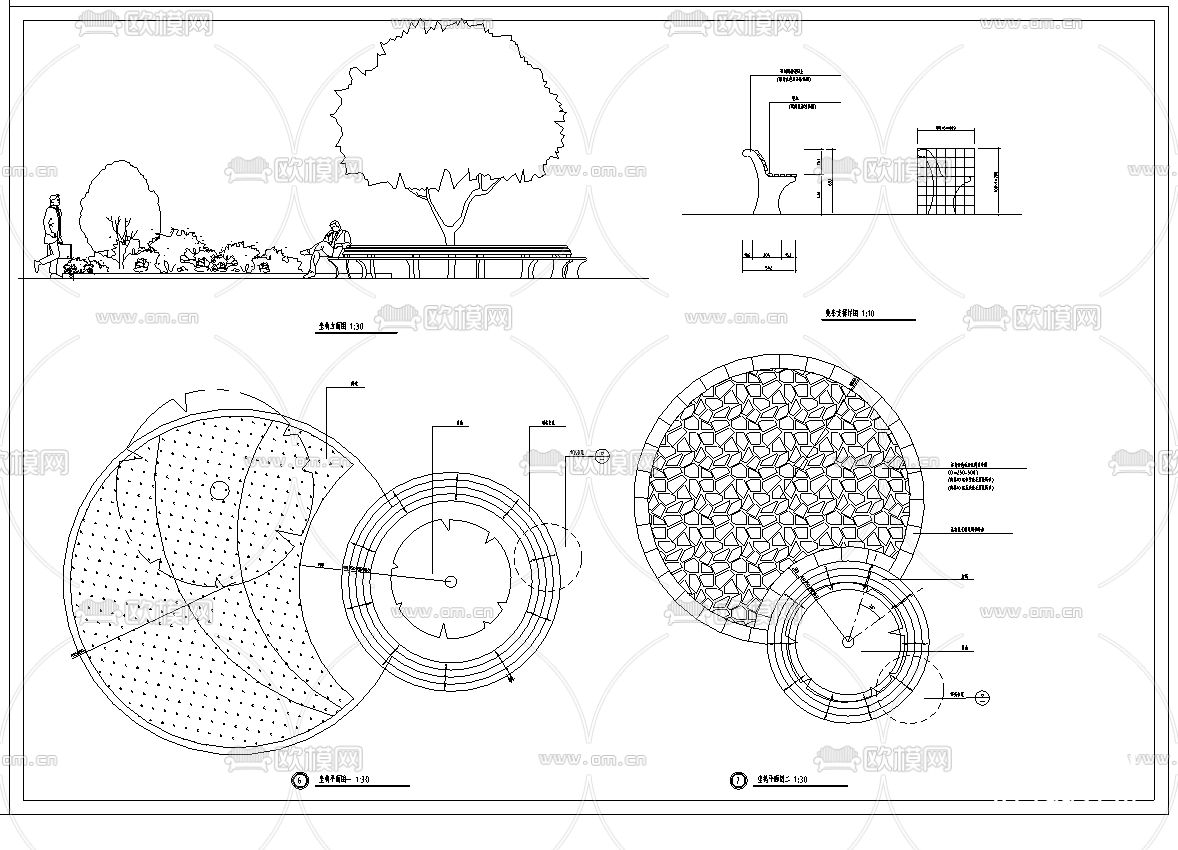 园艺小品cad平面图下载（渲染图1）