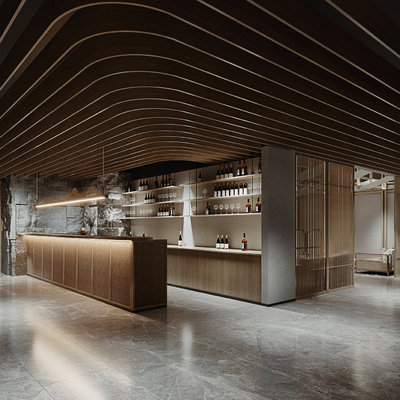  侘寂风地下酒窖su模型 