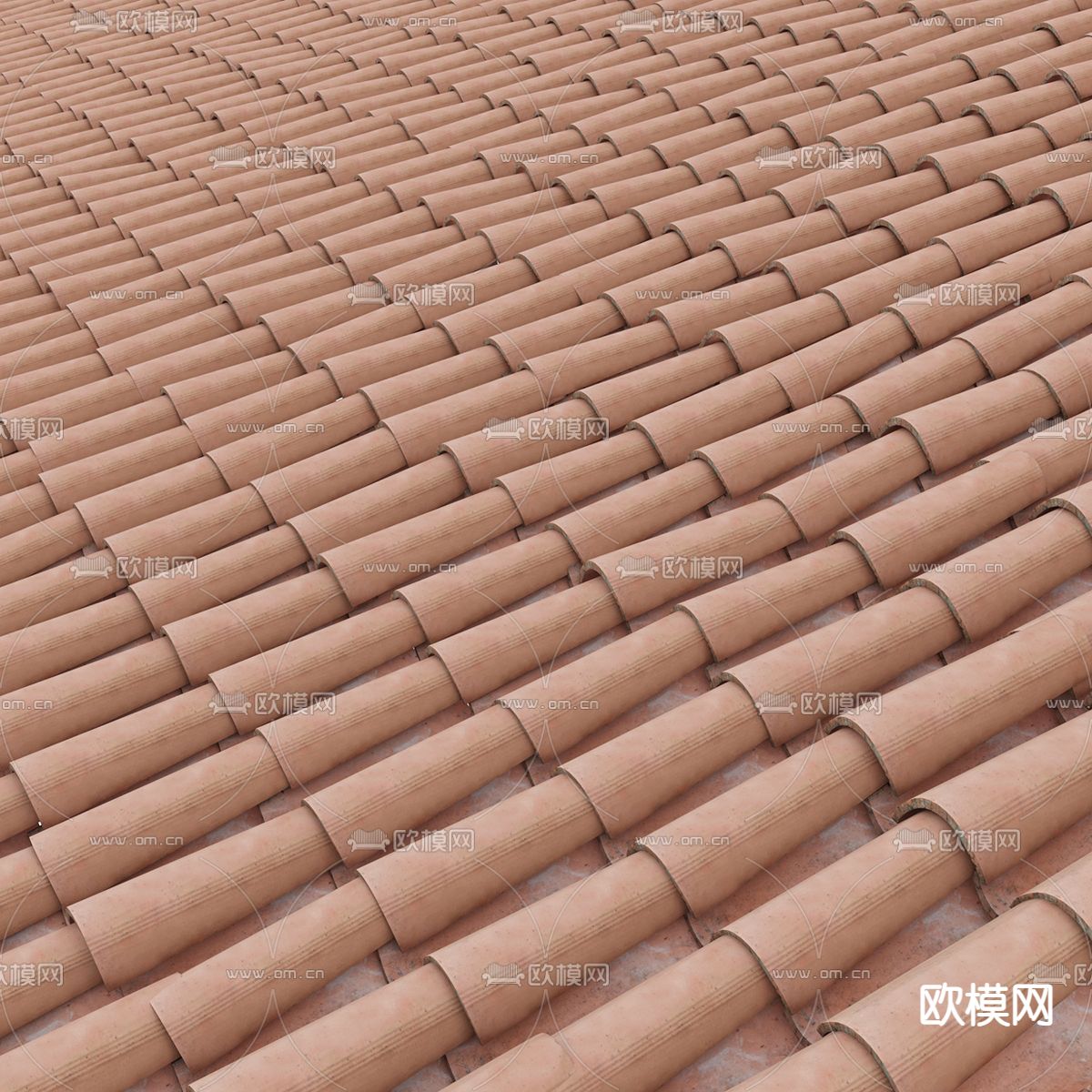 现代屋顶红瓦片3d模型下载